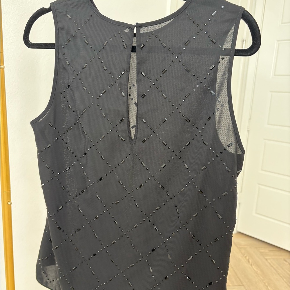H&M Black Beaded Sleeveless Blouse